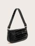 Croc Embossed Baguette Bag