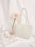 Faux Pearl Beaded Tote Bag