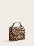 Mini Twist Lock Leopard Satchel Bag