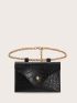 Mini Croc Embossed Flap Chain Fanny Pack