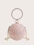 Mini Glitter Ball Evening Bag With Ring Handle