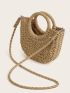 Woven Satchel Bag With Ring Handle