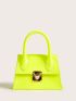 Mini Neon Orange Push Lock Satchel Bag