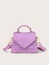 Mini Croc Embossed Patent Satchel Bag