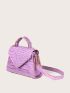 Mini Croc Embossed Patent Satchel Bag