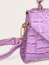 Mini Croc Embossed Patent Satchel Bag