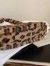 Fluffy Leopard Print Baguette Bag
