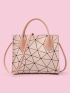 Mini Geometric Pattern Snap Button Satchel Bag