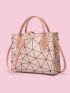 Mini Geometric Pattern Snap Button Satchel Bag