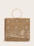 Shell Decor Straw Bag