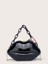 Mini Twilly Scarf Decor Lip Shaped Satchel Bag