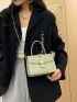 Mini Chain Decor Croc Embossed Satchel Bag