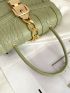 Mini Chain Decor Croc Embossed Satchel Bag