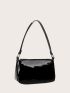 Mini Artificial Patent Leather Baguette Bag