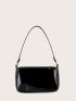 Mini Artificial Patent Leather Baguette Bag