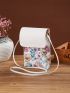 Mini Floral Graphic Flap Crossbody Bag