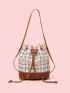 Plaid Pattern Bucket Bag