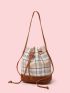 Plaid Pattern Bucket Bag