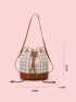 Plaid Pattern Bucket Bag