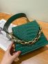 Mini Croc Embossed Flap Satchel Bag