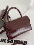 Mini Croc Embossed Flap Satchel Bag