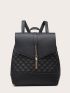 Metal Tassel Charm Quilted Flap Backpack