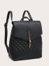 Metal Tassel Charm Quilted Flap Backpack