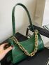 Chain Decor Croc Embossed Shoulder Bag