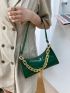 Chain Decor Croc Embossed Shoulder Bag