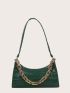 Chain Decor Croc Embossed Shoulder Bag