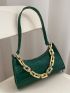 Chain Decor Croc Embossed Shoulder Bag