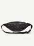 Geometric Graphic Double Zip Front Fanny Pack