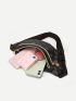 Geometric Graphic Double Zip Front Fanny Pack