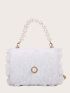 Mini Faux Pearl Beaded Flap Chain Bag