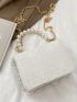 Mini Faux Pearl Beaded Flap Chain Bag