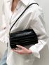 Croc Embossed Flap Shoulder Bag