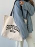 Letter Graphic Shopper Bag