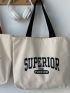 Letter Graphic Shopper Bag