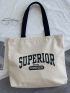 Letter Graphic Shopper Bag