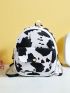 Mini Cow Pattern Pocket Front Backpack