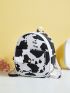 Mini Cow Pattern Pocket Front Backpack