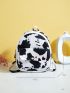 Mini Cow Pattern Pocket Front Backpack