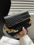 Mini Croc Embossed Flap Satchel Bag