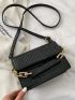 Mini Croc Embossed Flap Satchel Bag