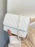 Mini Faux Pearl Decor Quilted Crossbody Bag