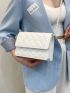 Mini Faux Pearl Decor Quilted Crossbody Bag