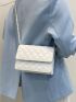 Mini Faux Pearl Decor Quilted Crossbody Bag