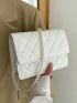 Mini Faux Pearl Decor Quilted Crossbody Bag