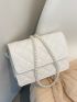 Mini Faux Pearl Decor Quilted Crossbody Bag