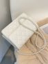 Mini Faux Pearl Decor Quilted Crossbody Bag